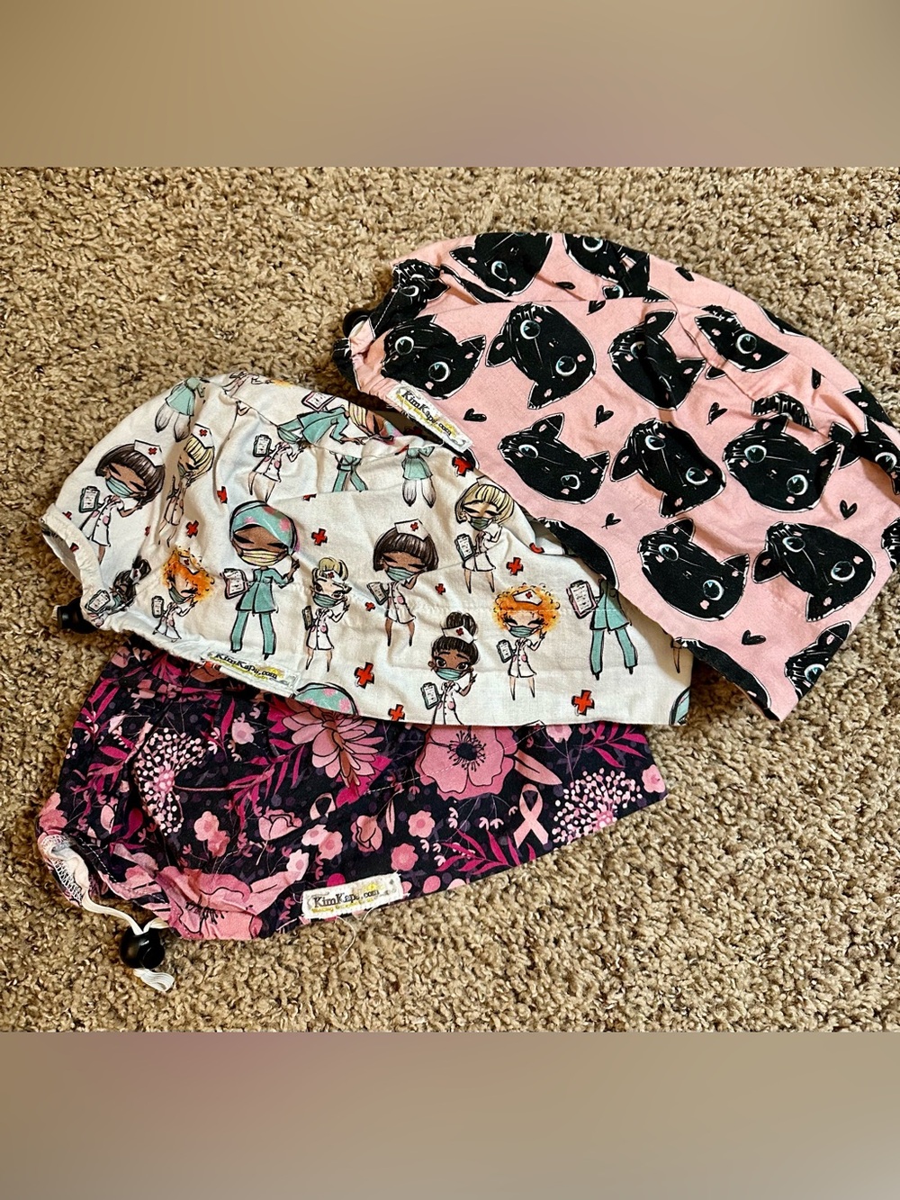 KimKaps scrub caps lot of 3